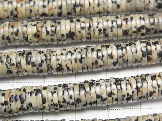 [Video] Dalmatian Jasper Rondelle (Heishi) 8x8x1.5mm 1strand beads (aprx. 15 inches/36 cm)