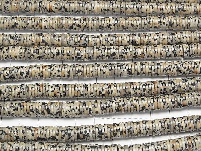 [Video] Dalmatian Jasper Rondelle (Heishi) 8x8x1.5mm 1strand beads (aprx. 15 inches/36 cm)