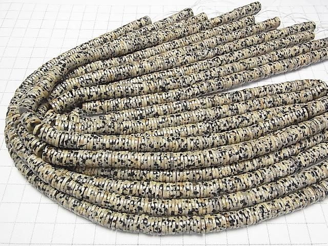 [Video] Dalmatian Jasper Rondelle (Heishi) 8x8x1.5mm 1strand beads (aprx. 15 inches/36 cm)