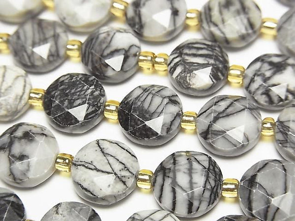 [Video] High Quality! Zebra Jasper Hexagram Faceted Coin 10x10x5mm 1strand beads (aprx. 15 inches/37 cm)