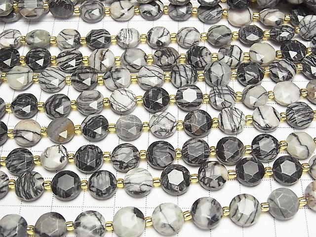 [Video] High Quality! Zebra Jasper Hexagram Faceted Coin 10x10x5mm 1strand beads (aprx. 15 inches/37 cm)