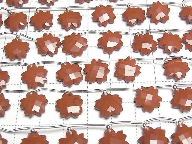 [Video] Red Jasper Flower Shape Half or 1strand (6pcs)