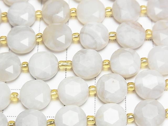 [Video] High Quality! White Crazy Lace Agate Hexagram Faceted Coin 10x10x5mm 1strand beads (aprx. 15 inches/37 cm)