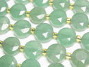 [Video] High Quality! Green Aventurine Hexagram Faceted Coin 10x10x5mm Half or 1 Strand Beads (aprx. 15 inches/36 cm)