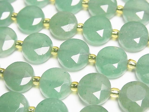 [Video] High Quality! Green Aventurine Hexagram Faceted Coin 10x10x5mm Half or 1 Strand Beads (aprx. 15 inches/36 cm)