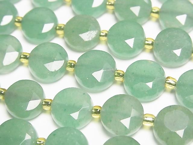 [Video] High Quality! Green Aventurine Hexagram Faceted Coin 10x10x5mm Half or 1 Strand Beads (aprx. 15 inches/36 cm)