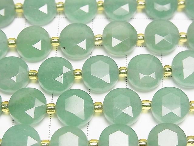 [Video] High Quality! Green Aventurine Hexagram Faceted Coin 10x10x5mm Half or 1 Strand Beads (aprx. 15 inches/36 cm)