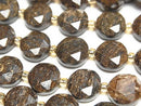 [Video]High Quality! Bronzite Hexagram Faceted Coin 10x10x5mm half or 1strand beads (aprx.15inch/36cm)