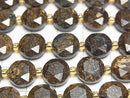 [Video]High Quality! Bronzite Hexagram Faceted Coin 10x10x5mm half or 1strand beads (aprx.15inch/36cm)