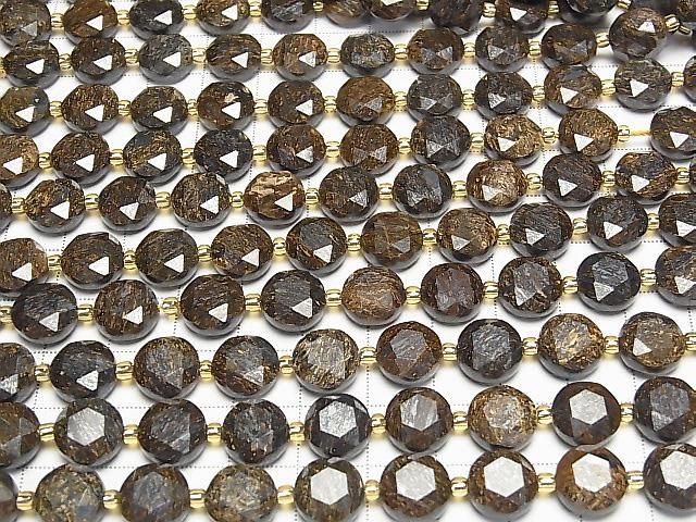 [Video]High Quality! Bronzite Hexagram Faceted Coin 10x10x5mm half or 1strand beads (aprx.15inch/36cm)