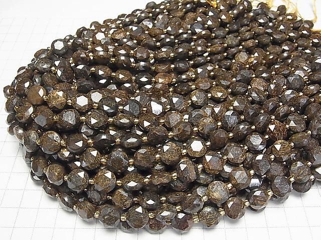 [Video]High Quality! Bronzite Hexagram Faceted Coin 10x10x5mm half or 1strand beads (aprx.15inch/36cm)