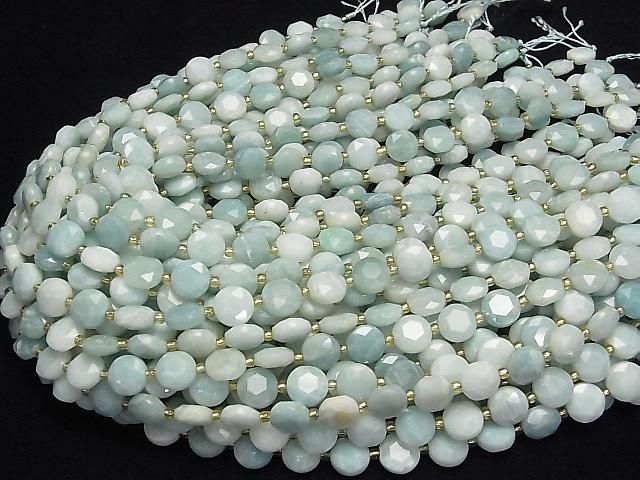 [Video]High Quality! Amazonite AA Hexagram Faceted Coin 10x10x5mm half or 1strand beads (aprx.15inch/36cm)