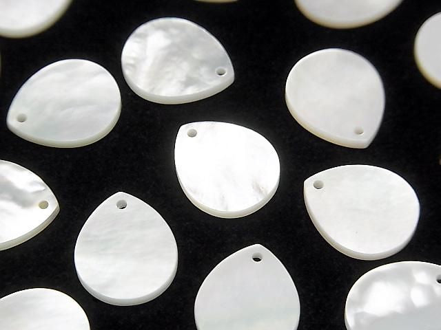 [Video] High Quality White Shell (Silver-lip Oyster) AAA Flat Pear Shape 12x10mm 5pcs