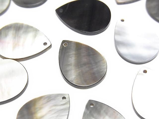 [Video] High Quality Black Shell (Black-lip Oyster) AAA Flat Pear Shape 16x12mm 4pcs