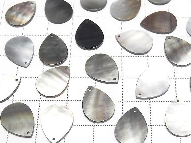 [Video] High Quality Black Shell (Black-lip Oyster) AAA Flat Pear Shape 16x12mm 4pcs