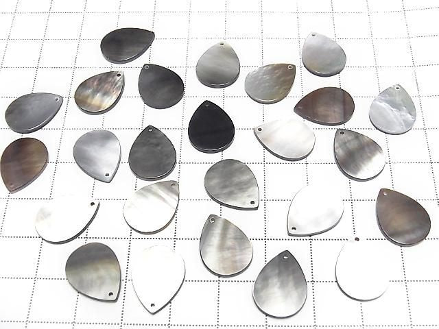 [Video] High Quality Black Shell (Black-lip Oyster) AAA Flat Pear Shape 16x12mm 4pcs