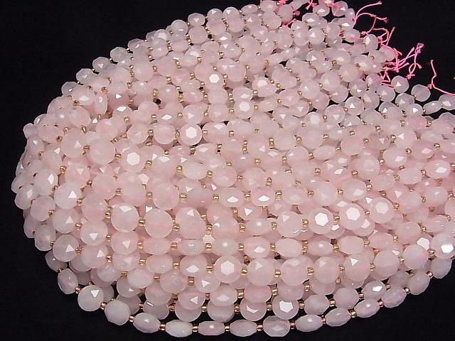 [Video]High Quality! Rose Quartz AA Hexagram Faceted Coin 10x10x5mm 1strand beads (aprx.15inch/36cm)