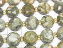 [Video] High Quality! Rainforest Rhyolite Hexagram Faceted Coin 10x10x5mm half or 1strand beads (aprx.15inch/36cm)