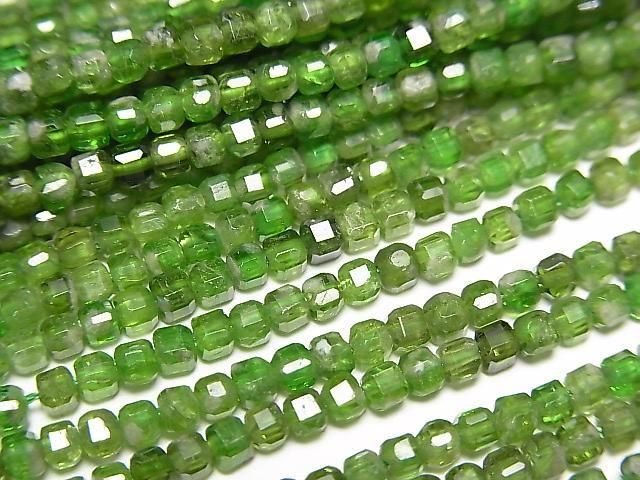 [Video] High Quality! Chrome Diopside AA Cube Shape 2x2x2mm 1strand beads (aprx. 15 inches/36 cm)