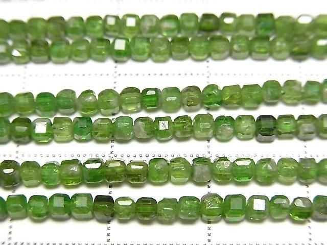 [Video] High Quality! Chrome Diopside AA Cube Shape 2x2x2mm 1strand beads (aprx. 15 inches/36 cm)