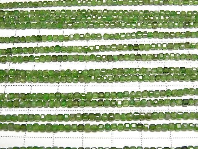 [Video] High Quality! Chrome Diopside AA Cube Shape 2x2x2mm 1strand beads (aprx. 15 inches/36 cm)