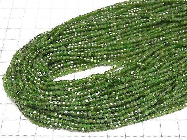 [Video] High Quality! Chrome Diopside AA Cube Shape 2x2x2mm 1strand beads (aprx. 15 inches/36 cm)