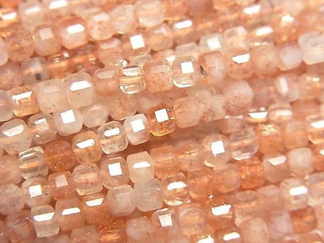 [Video] High Quality! Sunstone AAA- Cube Shape 3x3x3mm 1strand beads (aprx.15inch/36cm)