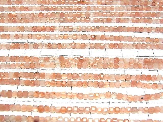 [Video] High Quality! Sunstone AAA- Cube Shape 3x3x3mm 1strand beads (aprx.15inch/36cm)