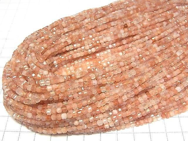 [Video] High Quality! Sunstone AAA- Cube Shape 3x3x3mm 1strand beads (aprx.15inch/36cm)
