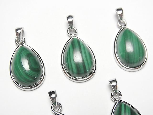 [Video] Malachite AAA Pear Shape Pendant 15x12mm Silver925 1pc