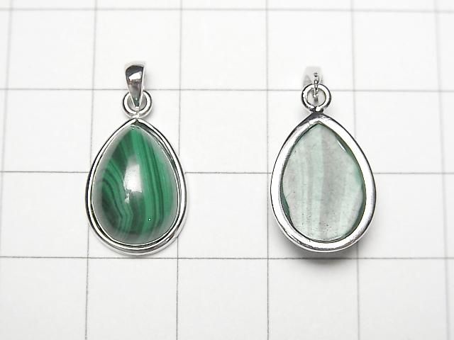 [Video] Malachite AAA Pear Shape Pendant 15x12mm Silver925 1pc