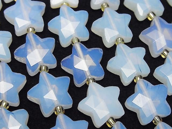 [Video] Synthetic Opal Faceted Star 14x14mm White Half or 1strand beads (aprx. 15 inches/36 cm)