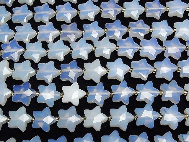 [Video] Synthetic Opal Faceted Star 14x14mm White Half or 1strand beads (aprx. 15 inches/36 cm)
