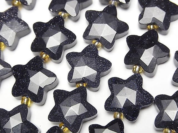 [Video]Blue Golden Sand Stone Faceted Star 14x14mm half or 1strand beads (aprx.15inch/36cm)