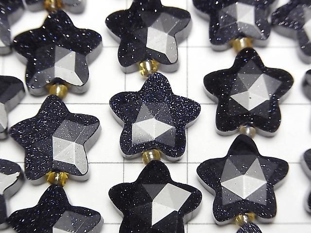 [Video]Blue Golden Sand Stone Faceted Star 14x14mm half or 1strand beads (aprx.15inch/36cm)