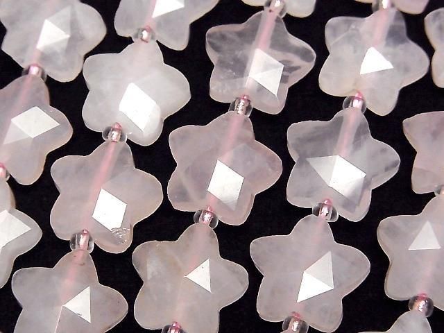 [Video]Rose Quartz Faceted Star 14x14mm half or 1strand beads (aprx.14inch/34cm)