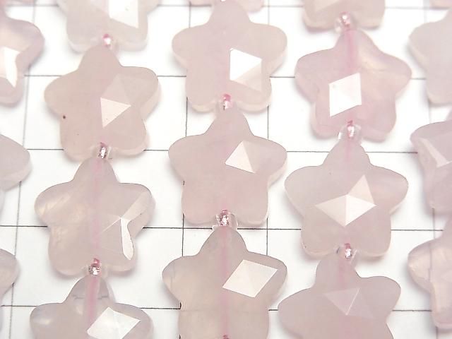 [Video]Rose Quartz Faceted Star 14x14mm half or 1strand beads (aprx.14inch/34cm)