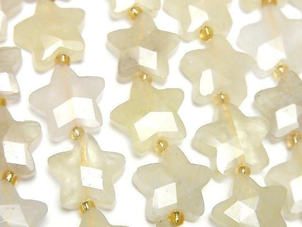 [Video]Lemon Quartz Faceted Star 14x14mm half or 1strand beads (aprx.14inch/34cm)