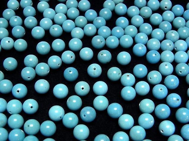 [Video] Turquoise AAA- Half Drilled Hole Round 6mm 4pcs