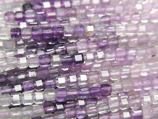 [Video] High Quality! Multicolor Fluorite AAA- Cube Shape 2x2x2mm Color Gradation 1strand beads (aprx. 15 inches/37 cm)