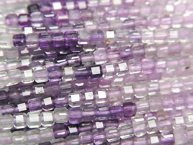 [Video] High Quality! Multicolor Fluorite AAA- Cube Shape 2x2x2mm Color Gradation 1strand beads (aprx. 15 inches/37 cm)