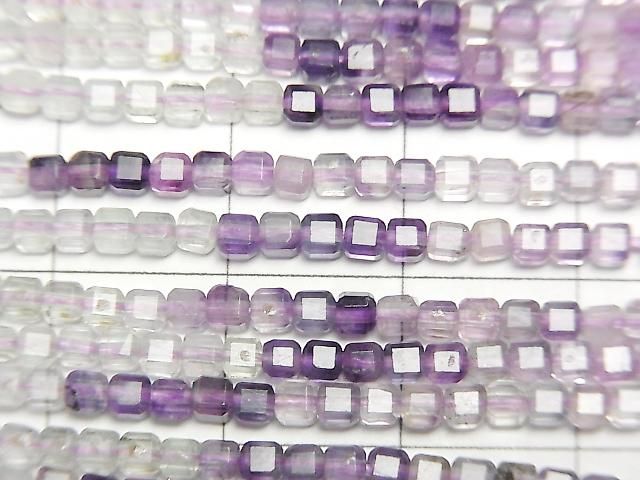 [Video] High Quality! Multicolor Fluorite AAA- Cube Shape 2x2x2mm Color Gradation 1strand beads (aprx. 15 inches/37 cm)