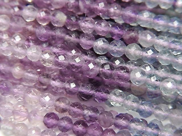 [Video] High Quality! Multicolor Fluorite AAA- Faceted Round 3mm Color Gradation 1strand beads (aprx. 15 inches/37 cm)