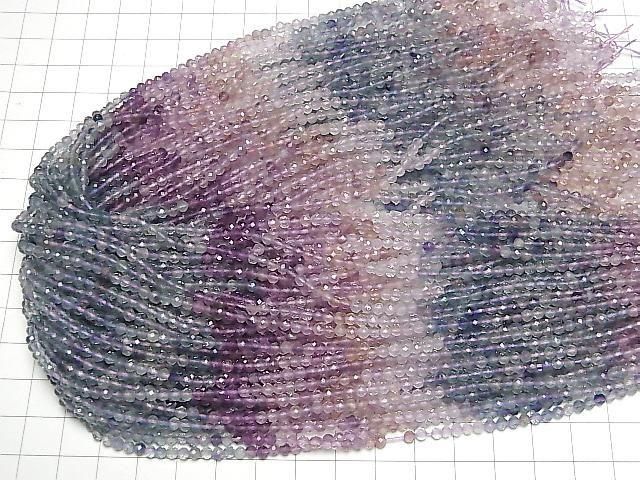 [Video] High Quality! Multicolor Fluorite AAA- Faceted Round 3mm Color Gradation 1strand beads (aprx. 15 inches/37 cm)