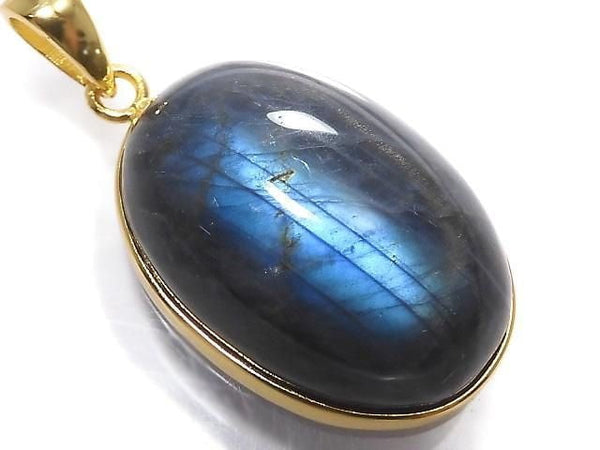[Video][One of a kind] Blue Labradorite AAA Pendant 18KGP NO.66