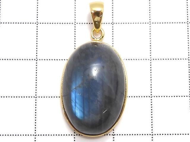 [Video][One of a kind] Blue Labradorite AAA Pendant 18KGP NO.66