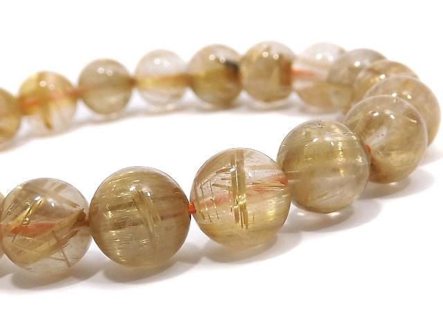 [Video][One of a kind] Rutilated Quartz AAA- Round 9mm Bracelet NO.3