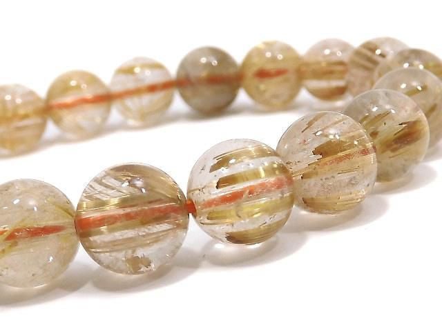 [Video][One of a kind] Rutilated Quartz AAA- Round 9.5mm Bracelet NO.5