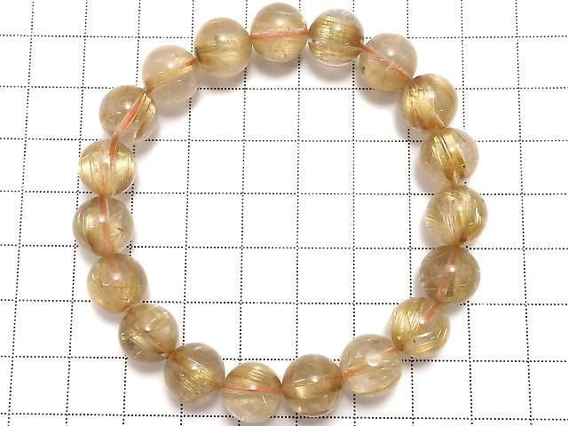[Video][One of a kind] Rutilated Quartz AAA- Round 10.5mm Bracelet NO.6