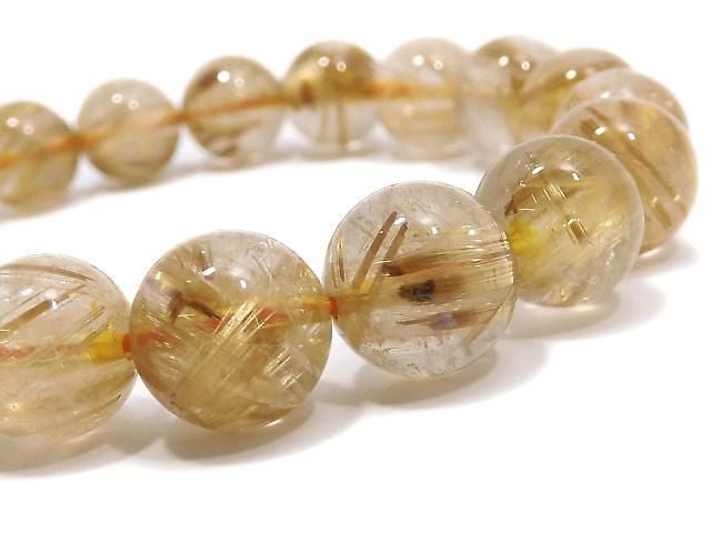 [Video][One of a kind] Rutilated Quartz AAA- Round 10mm Bracelet NO.7